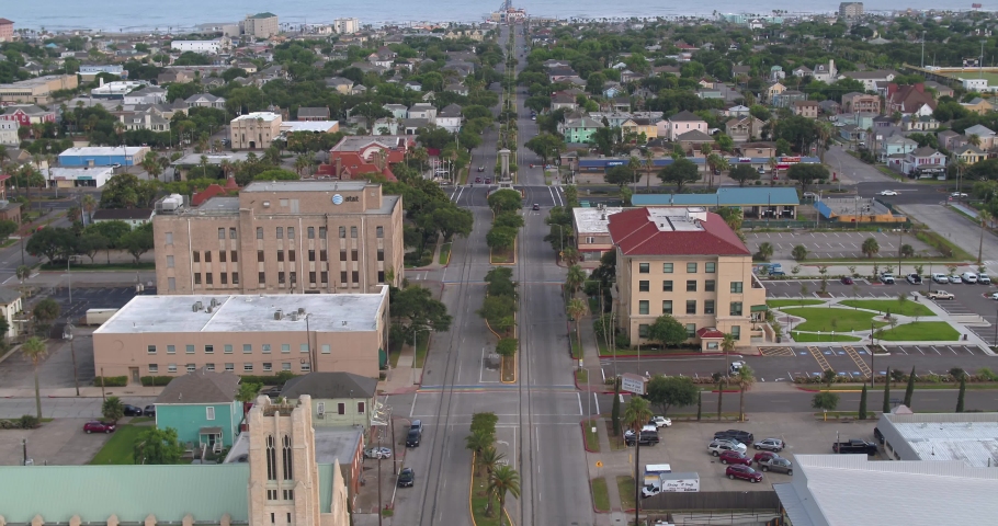 Aerial view of Galveston Island, Texas