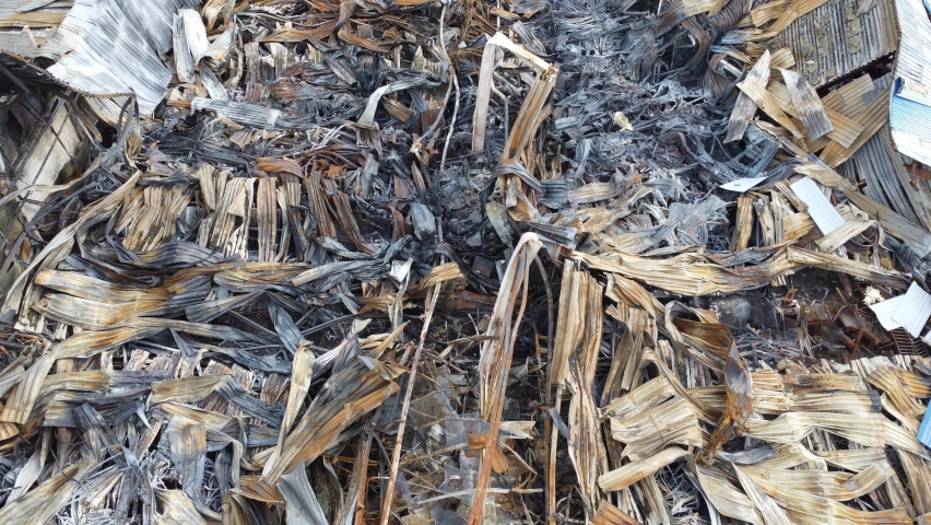 Stock house. Bombed-out warehouse. Apocalypse texture.  War in Ukraine. 