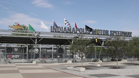 Indianapolis - Circa May 2022: Indianapolis Motor Speedway Gate One Entrance. Home of the Indy 500 and Brickyard 400. 15 Second Clip.