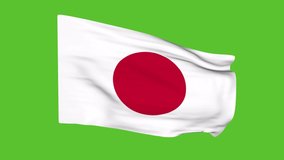 Japan flag on a green background. 3D animation.