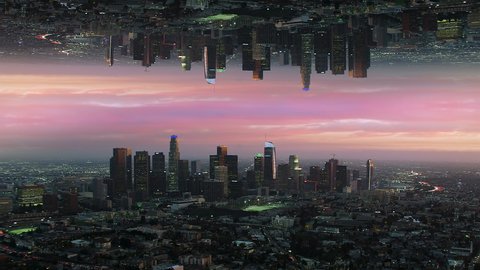 
Futuristic Aerial View of Los Angeles. Parallel Dimension Inception Style Mirror Effect. Surreal Vision of Hi Tech city. California, United States. Metaverse, Multiverse. - Βίντεο στοκ