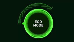 Green Eco Mode Rotating Node Button 4K Animation with glowing light. Green energy and technology concept video