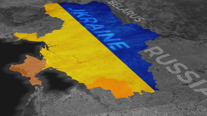Ukraine map invasion attack war Animated map of Russia invasion of Ukraine, the movement of troops. as of February 24, 2022, UHD 4K 3D Renderd Royalty-Free Stock Footage #1090689393