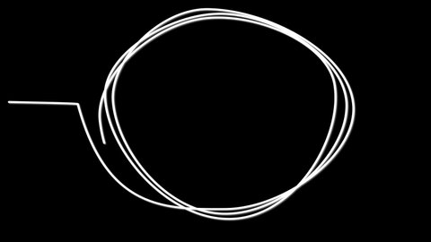 Round frame self drawing animation. Line art on black background.