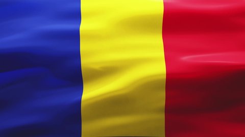Wavy Romanian flag in 4K, Texture Background of Flagpole. National flag of Romania - Loop footage for travel company, presentation, screensaver or advertising.