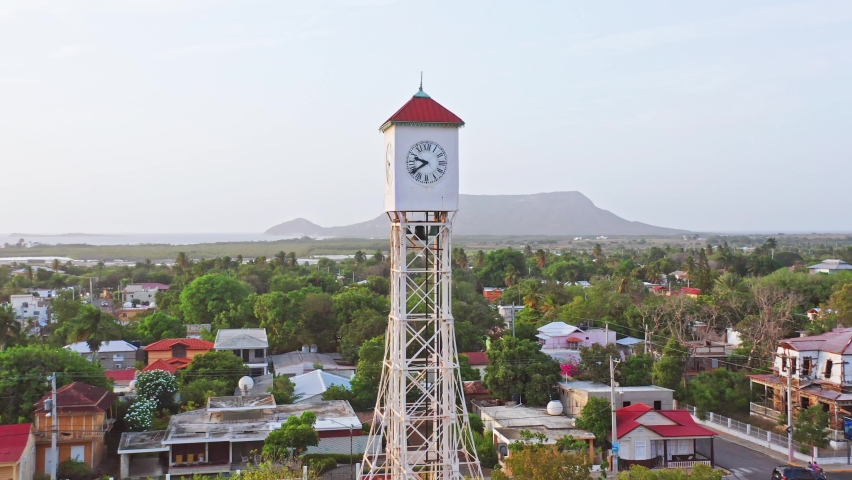 Aerial View Of The Montecristi Clock Tower In Monte Cristi, Dominican Republic.