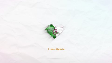 Algeria grunge flag. Heart for your design. Beautiful heart consisting of paint strokes. Perfect for screensavers or intros
