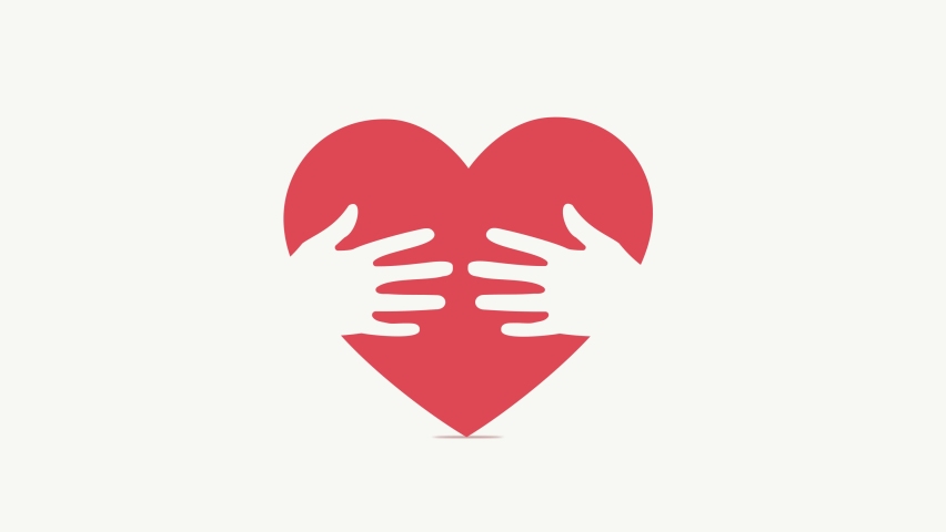 Hugging heart, hands holding heart, charity icon, love yourself, concept of volunteers Royalty-Free Stock Footage #1090709693