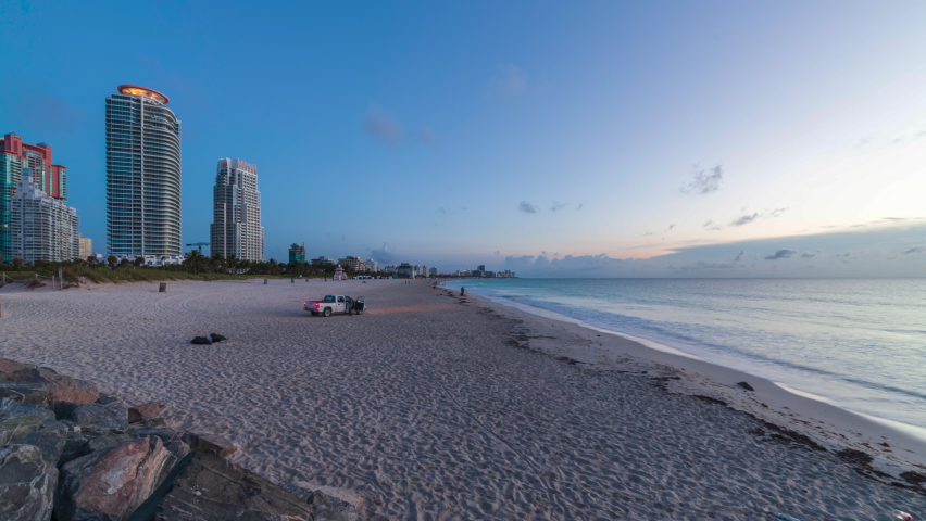 Timelapse of a sunrise on South Beach, Miami Beach, Florida Royalty-Free Stock Footage #1090711793