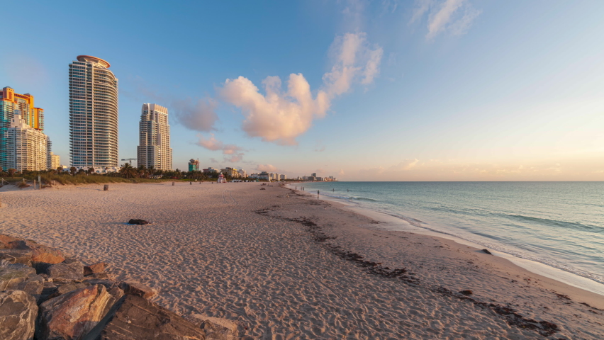 Timelapse of a sunrise on South Beach, Miami Beach, Florida