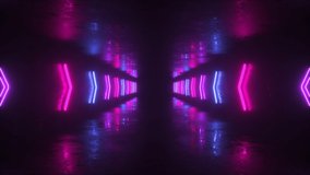 This Stock Motion Graphics video shows a Neon Glowing Arrows Tunnel on a seamless loop.
