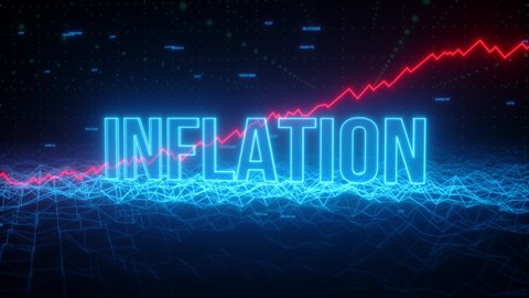Inflation rising 3D financial graph animation