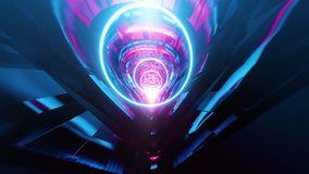 Flying inside a tunnel with blue rings. Infinitely looped animation.
