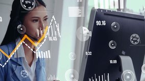 Customer support call center provide data in conceptual vision . Business and communication technology concept . - Powered by Shutterstock - Get 15% off with code: PIKWIZARD15