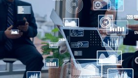 Creative visual of business data analyzing technology . Concept of digital data for marketing analysis and investment decision making . - Powered by Shutterstock - Get 15% off with code: PIKWIZARD15