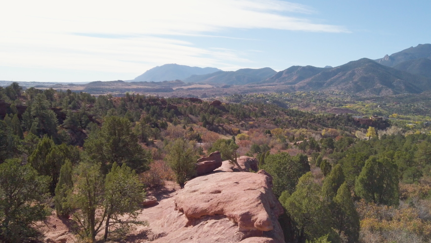 Panoramic view from the Garden of the Gods to Pikes Peak, Colorado Springs	
