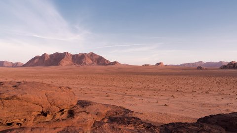Time lapse video Sunset Scene of Wadi rum Desert in Jordan. Looks like Red Mars
