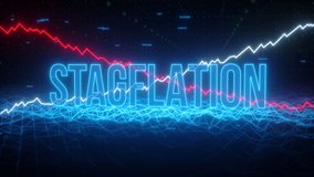 Stagflation graph animation with blue neon text - Powered by Shutterstock - Get 15% off with code: PIKWIZARD15