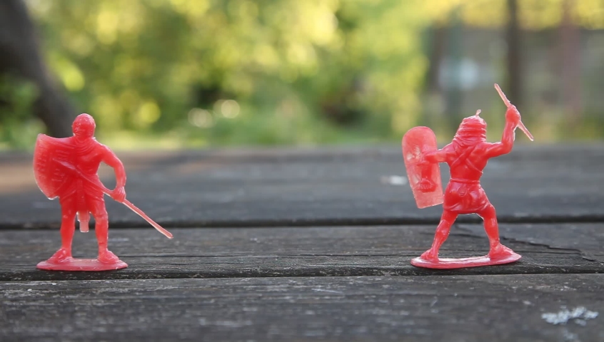 Toy soldiers. Retro vintage.  Soviet Union toys, plastic figures