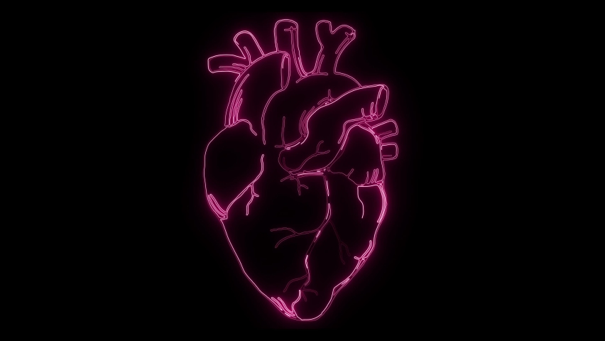 Neon animation of a heart that beats and lights up. Royalty-Free Stock Footage #1090781315