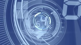 Animation of clock and data processing over blue background. global science, data processing and digital interface concept digitally generated video. - Powered by Shutterstock - Get 15% off with code: PIKWIZARD15