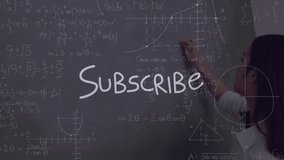 Animation of subscribe text and mathematical formulas over caucasian women. learning and maths education concept digitally generated video. - Powered by Shutterstock - Get 15% off with code: PIKWIZARD15