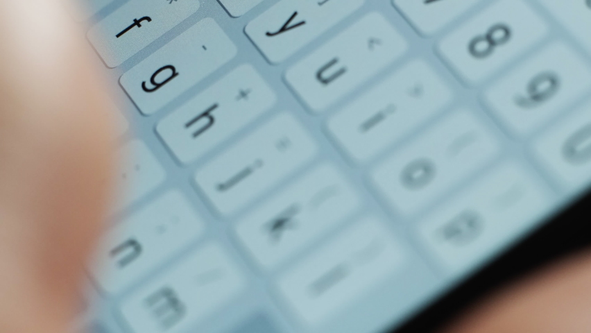 Close-Up Macro View of Finger Typing Text on Smartphone Keypad or Keyboard. Chatting, Messaging, Communicate Online. Sending Message or Sms, Writes Message. Digitalization and Modern Technologies. | Shutterstock HD Video #1090792907