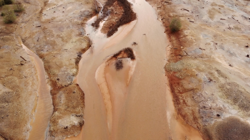 Acid mine drainage at site of abandoned Evloimeni copper mine, Cyprus
