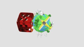 Animation of dice and globe over white background. gambling, dice games and entertainment concept digitally generated video. - Powered by Shutterstock - Get 15% off with code: PIKWIZARD15
