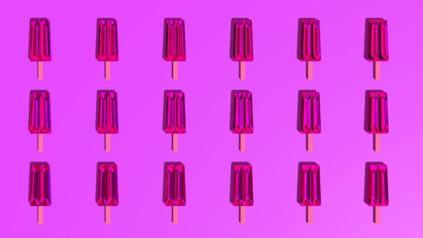 Popsicles turn arond on purple background 4k 3d loop animation. Summer mood render. National Ice-cream Day concept | Shutterstock HD Video #1090798421