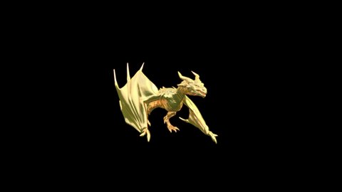 Walking Golden Dragon isolated on black. Production Quality Seamless loop in ProRes 4444 codec, 25 FPS. 