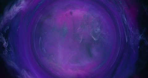 Smog leak circle portal. Sorcery spell. Blue magenta steam blend. Abstract art background shot on Red Cinema camera 6k.