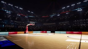 Basketball Arena with people crowds 3d render 4k video