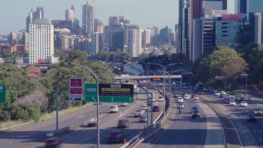 Timelapse video of highway traffic in Sydney at evening Royalty-Free Stock Footage #1090816023