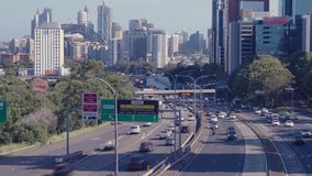 Timelapse video of highway traffic in Sydney at evening