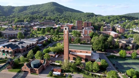 Aerial Flyover Tower On Campus Appalachian Stock Footage Video (100% ...