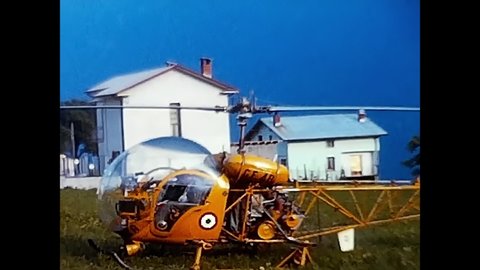 trasquera, italy june 12 1960:helicopter of the 60s finance police