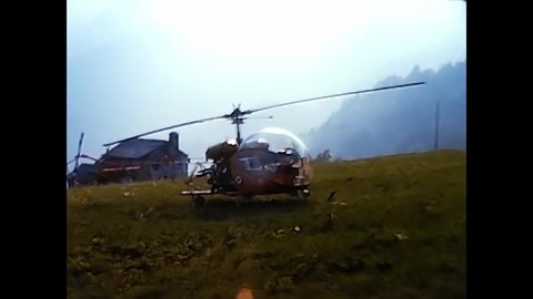 trasquera, italy june 12 1960:helicopter of the 60s finance police