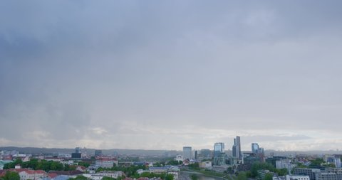 Storm clouds over the city. Supercell storm over Vilnius city, Lithuania