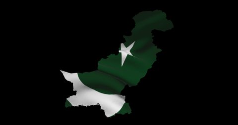 Pakistan country map outline with national flag animation. footage
