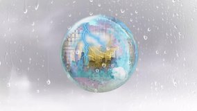 Animated video - abstract depiction of global warming. Backdrop of precipitation, planet earth, a polar bear's life in the melting poles. - Powered by Shutterstock - Get 15% off with code: PIKWIZARD15