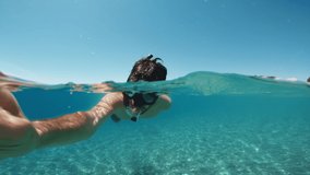 Selfie video during snorkeling in the ocean 
