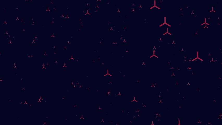 Fly small red shapes in dark space, abstract corporate, business and futuristic style background
