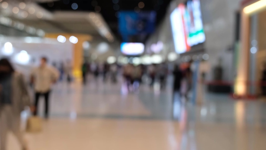 Abstract background blurred many people in the exhibition expo event or trade fair	