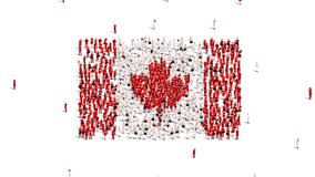 Canada Flag. A large group of people form to create the shape of the Canadian flag. 4K Animation Video. - Powered by Shutterstock - Get 15% off with code: PIKWIZARD15