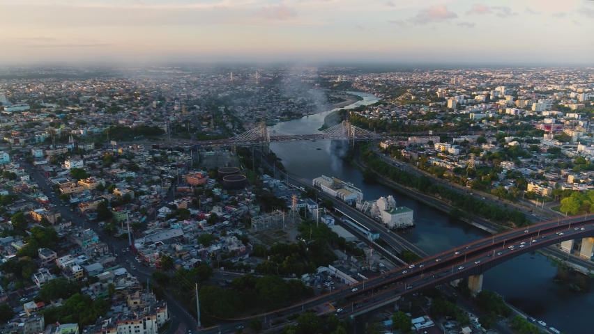 Panorama of a big city from a bird