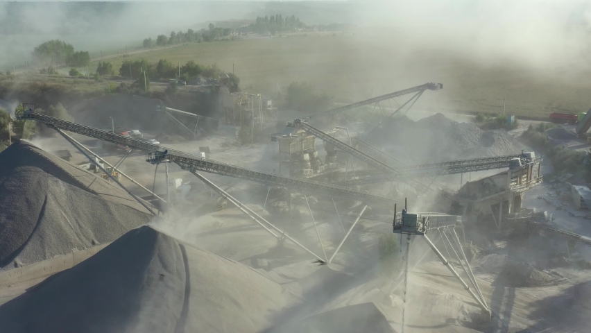 Granite quarry. Extraction of granite. Open cast mine. Stone Quarrying - Aerial view Royalty-Free Stock Footage #1090855797