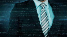 Animation of data processing and caucasian businessman over black background. digital interface and data processing concept digitally generated video. - Powered by Shutterstock - Get 15% off with code: PIKWIZARD15