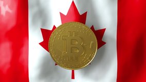 Canada canadian flag with bitcoins on the background. Crypto Currency Concept showing National regulations, laws and monetary policy regarding Digital Cash adoption Central bank - Powered by Shutterstock - Get 15% off with code: PIKWIZARD15