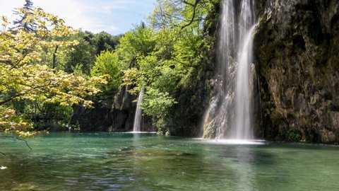 Time-lapse View Of Cascading Waterfalls At Plitvice Lakes